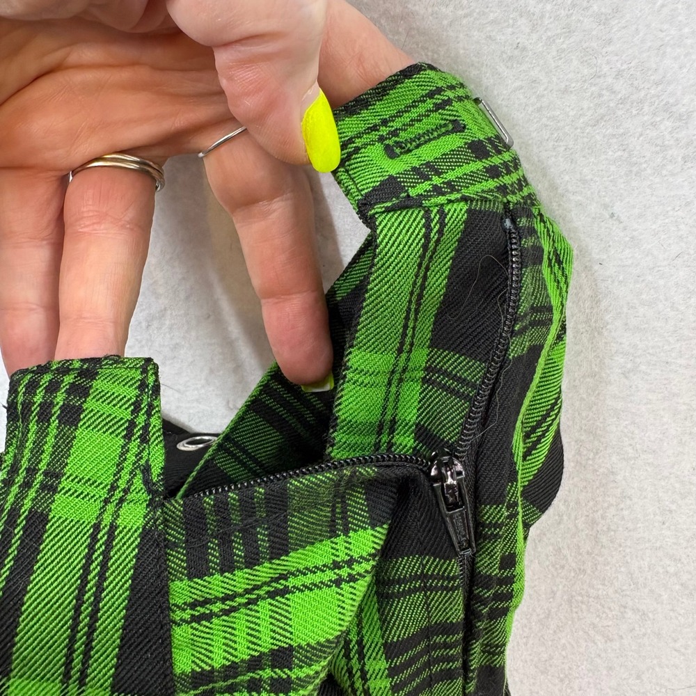Social Collision Mixed Plaid Pleated Mini Skirt Green Womens XL Punk Grunge Goth - Picture 5 of 5